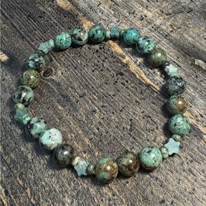 Elegant African Turquoise Jasper Beaded Bracelet